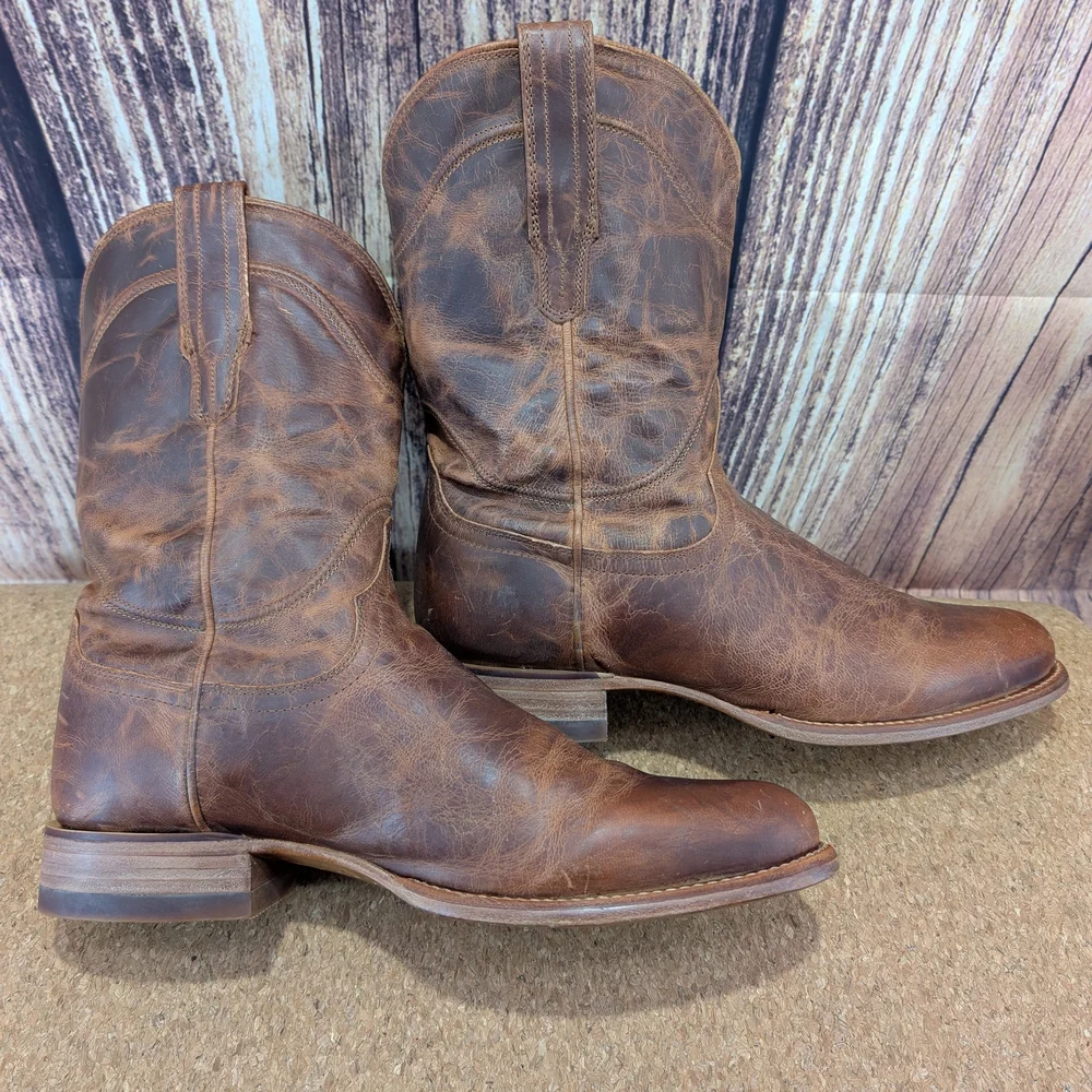 Tecovas Rustic Brown Roper Goat Leather Cowboy Boots 10 D - Picture 3 of 13